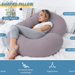 INSEN Pregnancy Pillows for Sleeping, Maternity Pillow with Cooling Cotton Cover, C Shaped for Pregnant Women (Purple Jersey)