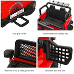 Costzon 2-Seater Ride on Truck, 12V Battery Powered Electric Vehicle w/Remote Control, 2 Speeds, Spring Suspension, LED Light, Horn, Music/ MP3, 2 Doors Open, Ride on Car for Kids (Red)