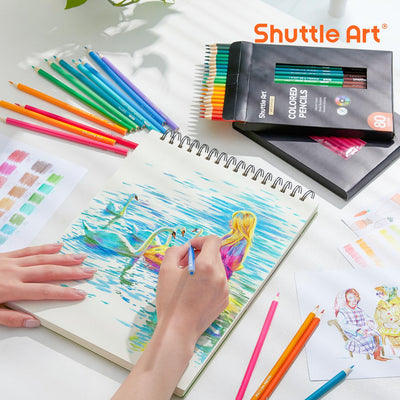Shuttle Art 80 Colored Pencils, Colored Pencils for Adult Coloring, Soft Core Color Pencil, Drawing Supplies for Adults Kids Artists Beginners Drawing Coloring Sketching