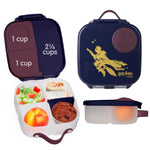 b.box Harry Potter Mini Lunch Box Kids | 4.25 Cup Leak Proof Bento Box for Kids Ages 3+ | 3 Compartment Snack Containers, School Lunch Container, Dishwasher Safe, BPA-Free, PFAS-Free