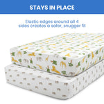 Delta Children Fitted Crib Sheets for Girls and Boys - Crib Sheet for Standard Crib and Toddler Mattresses - 28x52 Inch (Pack of 2), Safari Friends
