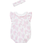 Little Me Clothes for Baby Girls' Hydrangea Bubble with Headband, Floral, 6 Monthss