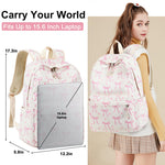 LOIDOU Backpack for Girls School Backpacks Bookbags for Elementary Middle School Women Laptop Backpacks (Bow tie Beige, L-17)