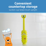 Dr. Brown's ToothScrubber Toddler Toothbrush, Triple-Sided Training Toothbrush with Suction Cup Base, Green Monster, Baby Oral Care, Ages 1-4 Years