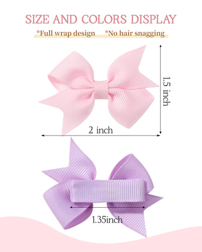 doboi 60PCS 2'' Baby Hair Clips Small Bows Fully Lined Grosgrain Boutique Solid Ribbon Mini Bows for Girls Teens Infants Kids Toddlers Newborn