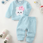 Kucnuzki Toddler Girl Outfit Baby Girl Clothes 18-24 Months Long Sleeve Top T Shirts Blue Pants Sweatsuit Cute Baby Outfit Toddler Clothes Fall Clothing