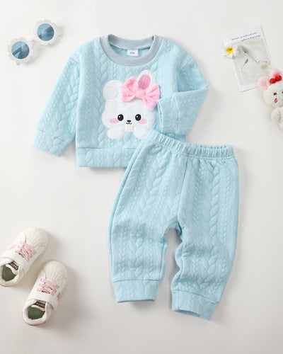 Kucnuzki Toddler Girl Outfit Baby Girl Clothes 18-24 Months Long Sleeve Top T Shirts Blue Pants Sweatsuit Cute Baby Outfit Toddler Clothes Fall Clothing