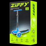 JOVA ZIFFY Kids Scooter for Boys & Girls Features LED Light-Up Wheels, 4 Adjustable Height Handlebars, and Lean-to-Steer Design with Anti-Slip Wide Surface for Stability - Up to 110LBS(Blue)