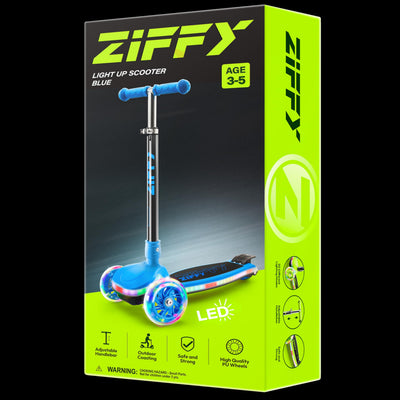 JOVA ZIFFY Kids Scooter for Boys & Girls Features LED Light-Up Wheels, 4 Adjustable Height Handlebars, and Lean-to-Steer Design with Anti-Slip Wide Surface for Stability - Up to 110LBS(Blue)