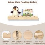icnjdMopclean Nursery Shelves for Wall with Hooks-Scalloped Wall Book Shelves for Bedroom Kids Set of 3, Nursery Furniture Must Have, 16 Inch, Natural