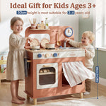 Lehoo Castle Kids Play Kitchen for Toddlers 1-3, Wooden Kitchen Playset Small, Pretend Play Kitchen Toys with Play Food Pots and Pans Accessories
