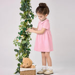 pureborn Baby Girl Pique Dress Peter-pan Collar Short Sleeve Cotton Playwear Dresses Summer Outfit Pink 12-18 Months