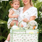 Tivellary Baby Diaper Caddy Organizer – Stylish Storage Basket for Newborn Essentials, Nursery & Diaper Station, Registry Must-Have, Sage Green Botanical