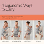 Ergobaby Omni Deluxe Baby Carrier for Newborn to Toddlers 0-48 Months (7-45 lbs) - 4-Position Breathable Mesh Baby Carrier with Ergonomic Support, Storage Pockets, and Sun Hood - Pearl Grey