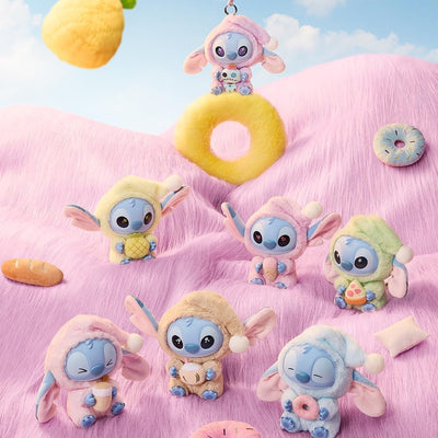 MINISO Disney Stitch Eat Something Before Sleep Collection Vinyl Plush Toy Surprise Box Figure Model Random Design Blind Box Toy Collectible Toy for Home Decor Birthday Gifts (Random One Figure)