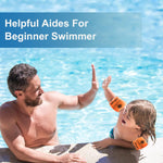 10Leccion 2 Pack Inflatable Arm Floaties for Toddlers, Blow up Water Wings for Kids, Swimming Arm Bands Floatation for Children and Adults 30-150LBS(Blue and Orange)