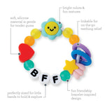 Infantino BFF Friendship Baby Teether – Soft Silicone Baby Teething Toy with Textures, Bright Colors, and Easy-Grip Design
