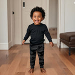 GLASH Kids Boys Cotton Pants, 4 Pack 4T Toddler Sweatpants Black/Camo/Heather Grey/Iron Grey
