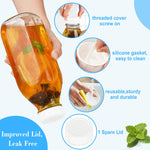 2 Pack Glass Milk Bottle with 2 Dispenser Caps, 100% Airtight Heavy Duty Screw Lid. 32 Oz Reusable Glass Water Jug with 3 Lids! Breast Milk Pitcher, Buttermilk, Nut, Juice, Syrup, Coffee Creamer