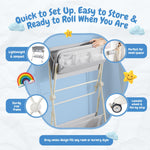 BABY SKYE Diaper Changing Table Portable with Wheels Foldable Diaper Station Organizer & Storage Rack Newborn and Baby (Light Grey)