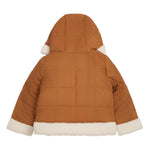 LONDON FOG Baby Girls' Heavyweight Winter Puffer Coat with Sherpa Trim, Khaki, 18MO