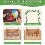 PIIOSER Baby Shower Crate Closet, Multifunctional Wooden & Acrylic Visible Baby Storage Crate with Handle, Newborn Welcome Gifts Basket for Boys Girls, Pregnancy Gifts for New Parents(Beige)