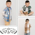 Ilyboz Cute Little Flannels 2 Pack Toddler Baby Boys Girls Plaid Flannel Shirts Jackets Long Sleeve Lapel Button Down Shirt Top Outfit Vintage Clothes