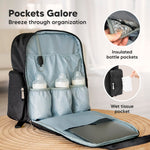 KeaBabies Diaper Bag Backpack for Girls, Boys - Mom and Dad Baby Bag with Diaper Changing Pad for Newborns, Toddlers, 2 Kids (Charcoal)
