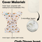 ALVABABY Baby Cloth Diapers 6 Pack with 12 Inserts Cloth Diaper Covers Adjustable Washable Reusable for Baby Girls and Boys 6DM134A