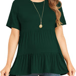 Xpenyo Women Tiered Maternity Top Fashion Short Sleeve Casual Pregnancy Blouse Shirts Deep Green M