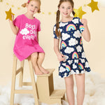 PATPAT Baby Girl Rainbow Multipack Dresses Toddler Girl Short Sleeve Floral Cloud Skater Dress 5-6 Years