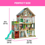 Delta Children Deluxe Maui Dollhouse - Large 4-Story Dollhouse with 12 Rooms Includes 50 Accessories - Working Elevator, Wave Slide, Lights/Sounds - Fits 12-inch Dolls - Pretend Play Gift for Ages 3+
