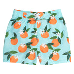 RUGGEDBUTTS Boys UPF50+ Sun Protection Fruits & Florals Swim Trunks - Blue Orange You The Sweetest, 12-18m