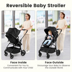 INFANS 2 in 1 Baby Stroller, Convertible Stroller with Bassinet Reversible Seat Adjustable Backrest Canopy One Hand Fold, Compact Toddler Pushchair for Kids Infants Newborns 0-36 Months (Black)