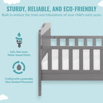 Dream On Me Classic Design Toddler Bed In Steel Grey, Greenguard Gold And BSA Certified, Low To Floor Design, Two Side Safety rails, Non-Toxic Finishes, Wooden Nursery Furniture