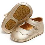 LAFEGEN Baby Girls Mary Jane Flats with Bownot Non Slip Soft Sole PU Leather Newborn Infant Toddler First Walker Cirb Dress Shoes 03 Gold Baby Girl Shoes, 12-18 Months Toddler