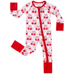 pureborn Baby Girls Sleeper Viscose from Bamboo Pajamas 2-Way Zipper Snug Fit Sleepwear Cherry 6-12 Months