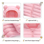 XMWEALTHY Baby Boys Girls Winter Coats Toddler Light Puffer Down Jacket Infant Kids Bear Hoods Padded Outwear Pink 2T