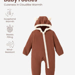 PATPAT Fleece Hooded Footed Clothes, Soft Warm Footie Covers, Car Seat Friendly, Easy Zip,Cute Romper Newborn Infant Jumpsuit