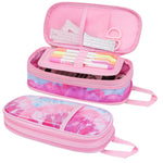 BrainyBees Pencil Case for Girls - Expandable Big Capacity Pencil Cases for Kids Special Pencil Pouch for Girls Large Storage Kids Pencil Bag for School (Pink Blue Tie Die)