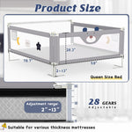 JWPEHOE 3-Piece Bed Rail for Toddlers with Headboard Rod, Adjustable Baby Bed Rail Guard, Twin/Full/Queen/King Size Bed (3, 78.7 * 78.7 * 59 Inch- Queen Size)