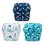 Babygoal Baby & Toddler Boy and Girl Swim Diapers, Reusable Adjustable Washable One Size Fits 6M-3T Gifts and Swimming Lessons 3 Pack 3ZSD07
