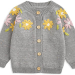 Simplee kids Baby Girl Thin Sweater Solid White Pink Cardigans for Toddler 0-3Years