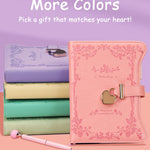 Hoci Poci Diary with Lock and Keys for Girls Gift Ideas, 360 Gold Edged Pages Journal for Women, B6 Refillable Notebook for Writing with Pen and Bookmark (Garden Pink)