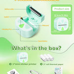 Mini Sticker Printer, D20 Portable Bluetooth Inkless Thermal Sticker Maker Machine with 3 Rolls Paper, Pocket Print Pods Label Maker for iphone, Impresora Portátil for Study Note, DIY, Kids Gift
