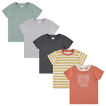 Cudlie 5-Pack Toddler/Baby Boy Short Sleeve Shirts - Premium Quality T-Shirt Tops for Lightweight Comfort and Style.Multipack Infants and Childrens Essentials.