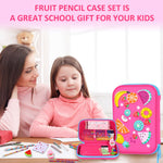 homicozy Pencil Case for Girls,Cute Fruit Stationary Set for Kids,3D EVA School Large Capacity Pencil Pen Box with Compartment,School Supplies for Girls,Back to School Gifts for Kids,Rose Red