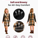 PATPAT Girls Neutral Fall Outfit – Long Sleeve Ribbed Dress with Structured Khaki Jacket – School Style, 5–6 Years
