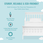 Dream On Me San-Fran Toddler Bed in White, 2 Safety Guard Rails, Low to Floor Design, Sustainable New Zealand Pinewood, Greenguard Gold Certified & BSA Certified