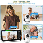 HelloBaby Video Baby Monitor with 2 Cameras and 5 Inch Split Screen Display, Remote Control Cameras with Night Vision and Temprature Monitoring
